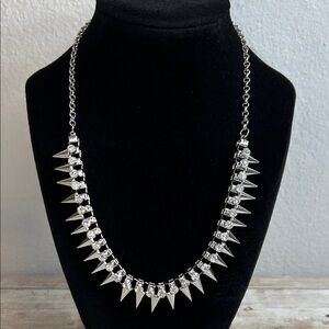 Shabby Chic Silver Spike and Rhinestone Necklace